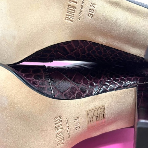 PARIS TEXAS NWT Square-Toe Crocodile-Effect Leather Knee Boots in Burgundy 8.5 - Picture 12 of 15